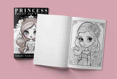 Princess Kawaii and Flowers Coloring Book