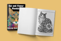 Cat and Flower Mandala Coloring Book for Adults