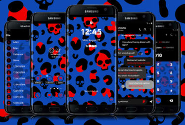 Leopard Skull Red and Blue