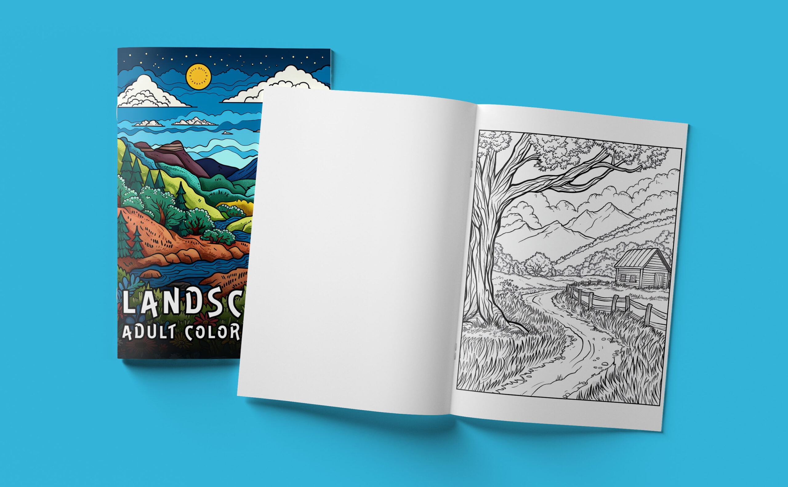 Landscapes Adult Coloring Book